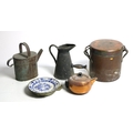 A large collection of Kitchenalia, heavy antique copper pots and covers, antique saucepans and cover... 