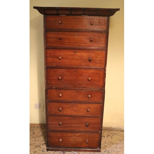 90 - A 19th Century mahogany eight drawer Tallboy, with turned handles. (1)