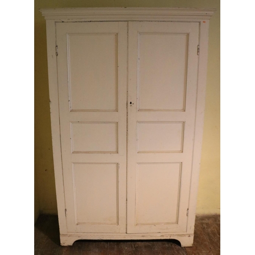 94 - A two door painted antique pine Cupboard, and 6 other pieces, mostly painted pine. A lot. (7)