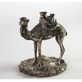 A rare and unusual silvered bronze Incense Burner or Oil Lamp modelled as a camel on a naturalistic ... 