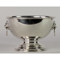A plain Birmingham silver Rose Bowl, with two lion mask ring handles, c. 1970 by A.T. Cannon & Co., ... 