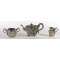 A large and unusual early Victorian Teapot, Dublin c. 1837, and matching Sugar Bowl and Cream Jug, D... 