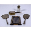 Two Birmingham silver Hand Mirrors, with machine turned decoration, a similar silver hand Brush, a C... 