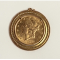 An American Twenty Dollar gold Coin, 1898 - with side profile of Lady Liberty on obverse, and the re... 