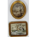 A rare late 18th Century small oval picture on silk, 