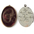 Personal Memento of Lord Edward FitzgeraldCo. Kildare Interest: A framed tuft of hair mounted on a r... 