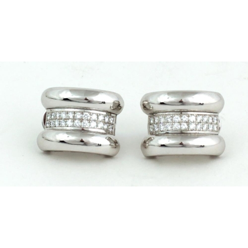 100 - A fine unusual pair of 'Chopard La Strada' Ear Rings, set in 18ct white gold with 44 diamonds (.22ct... 