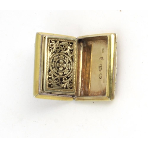 106 - An attractive small early William IV silver gilt Vinaigrette, by Joseph Willmere, Birmingham c. 1822... 