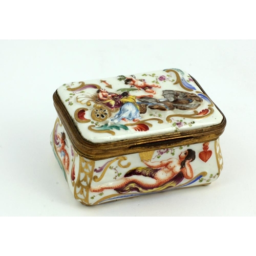 111 - A very fine 19th Century Capi-di-Monte style porcelain Box, profusely decorated in colour with mythi... 