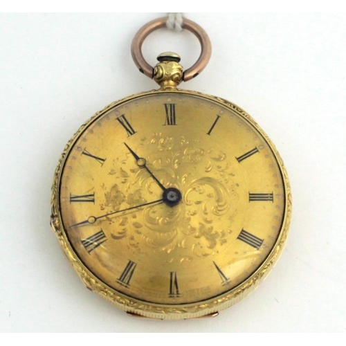 118 - A very good small early 19th Century 18ct gold Watch, the engraved gold face with Roman numerals, si... 