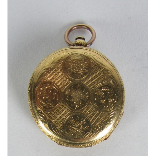 118 - A very good small early 19th Century 18ct gold Watch, the engraved gold face with Roman numerals, si... 