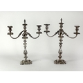 A good quality pair of 19th Century silver plated two branch three light Candelabra, with original f... 