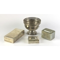 A large silver Cigarette Box, and smaller ditto, also two plated items. (4)Provenance:  The Mansfiel... 