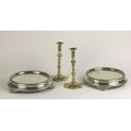 A pair of Victorian circular Kings pattern Table Centres, with mirror insets; together with a pair o... 