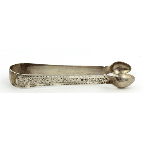 68 - An extremely rare George III 'Canongate,' Scottish silver Sugar Tongs, (Edinburgh) finely chased and... 