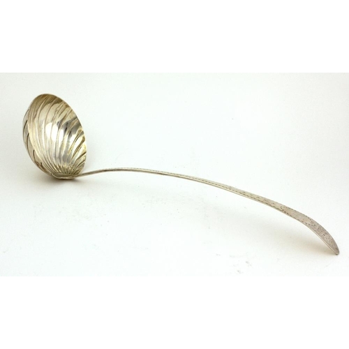 77 - A very fine Irish bright-cut Soup Ladle, with scalloped bowl, Dublin c. 1798, approx. 6 ozs, and 15