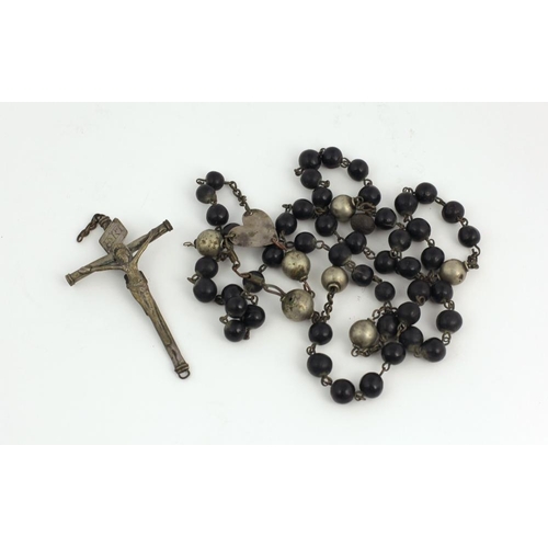 95 - A rare late 18th Century 'Galway' Rosary Beads, the white metal crucifix with Corpus Christi on fron... 