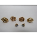 Two pairs of 9ct gold Ear Rings, with studs, and a pair of attractive 9ct gold opal set Ear Studs. (... 