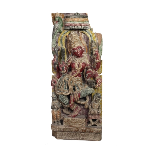 126A - A large 19th Century Far Eastern heavy carved wooden Panel, decorated with large central figure, and... 