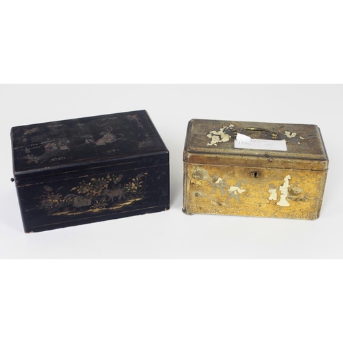 127 - An attractive 19th Century Chinese gilt decorated shaped octagonal Box, painted with interior and ex... 