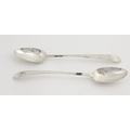 A good pair of George III Irish silver bright-cut Serving Spoons, by Michael Keating, Dublin c. 1786... 