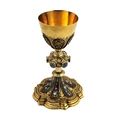 An attractive mid-19th Century French hallmarked silver and gilded Chalice, with finely embossed, pi... 