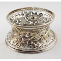 A good quality heavy pierced and embossed silver plated late 19th Century Dish Ring, decorated with ... 