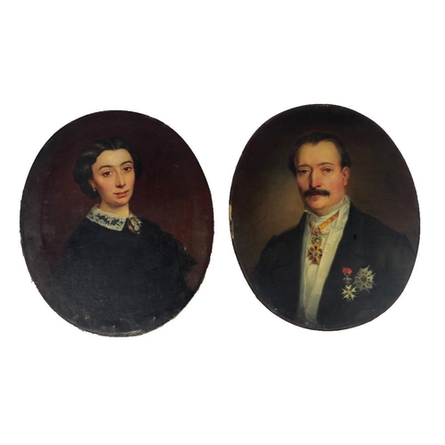 774 - 19th Century French SchoolA pair of oval Portraits to include 