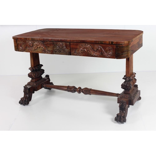 776 - A William IV Irish rosewood Library Table, in the style of Mack Williams & Gibton, the plain top ove... 