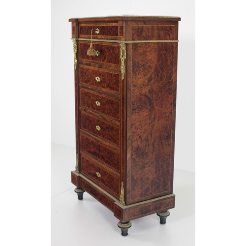 803 - A 19th Century French Napoleon III Seminier or Tall Chest, the shaped marble inset top with moulded ... 