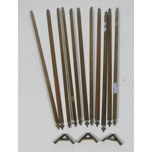 1006 - A set of 16 tri-angular brass Stair Rods, and matching brackets, plus two circular stair rods, and a... 