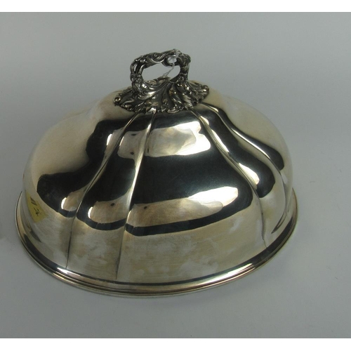 14 - Two graduating 19th Century melon shaped plain silver plated Dish Covers. (2)