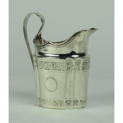 29 - A small engraved Irish Georgian silver Cream Jug, Dublin c. 1798, approx. 4 ozs. (1)