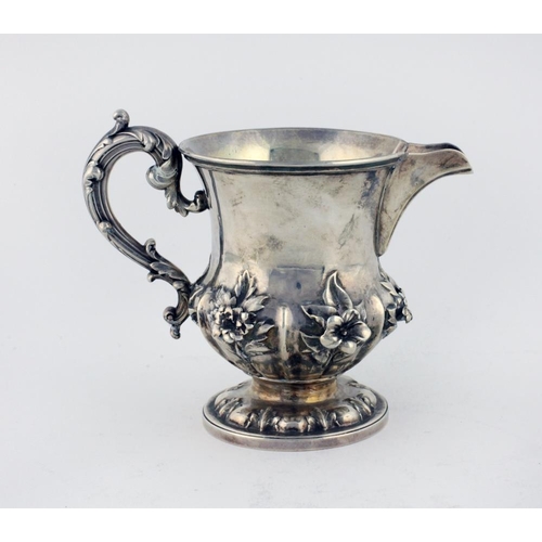 59 - An attractive English William IV silver Cream Jug, c. 1835, by Ed. & W. Bernard, with heavy embossed... 