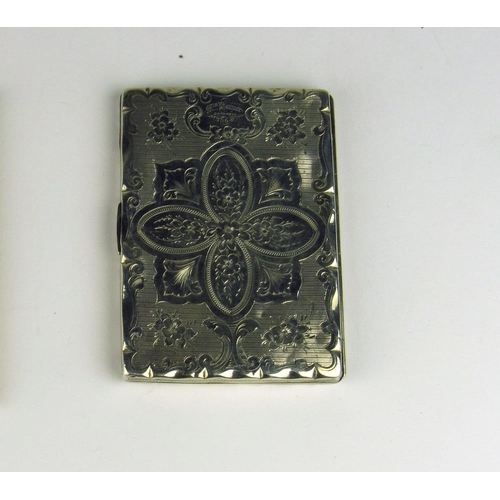 69 - An attractive early Victorian silver Card Case, with engraved floral decoration etc., Birmingham c. ... 