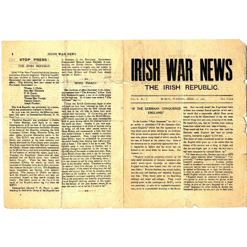 583 - Captain O'Reilly's 'Irish War News'An original copy of the First Issue of Irish War News, Vol. 1 No.... 