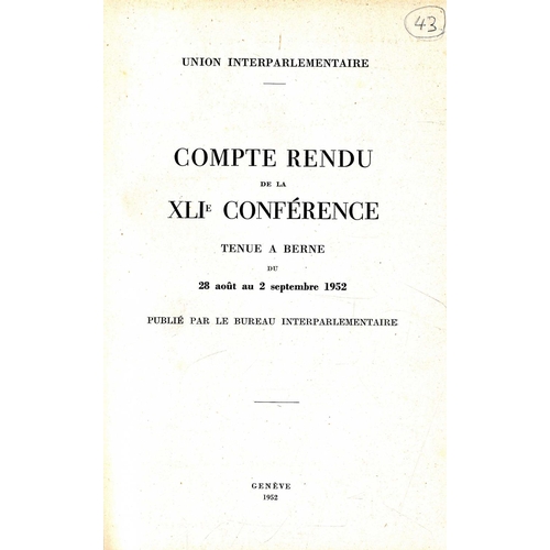 77 - With a Long Inscription by Dan Breen, 1953[Breen (Dan)] Union Interparliamentarie. Conpte Rendu de l... 