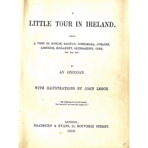 2 - Travel: [Holes (Dean R.)] A Little Tour in Ireland, sm. 4to L. 1859. First Edn., lg. fold. hd. cold.... 