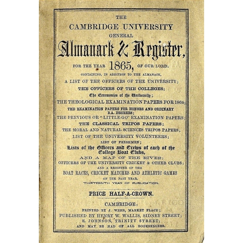 683 - Early Cricket Almanack Boating, Cricket & Athletics: 1865 -  The Cambridge University General Almana... 