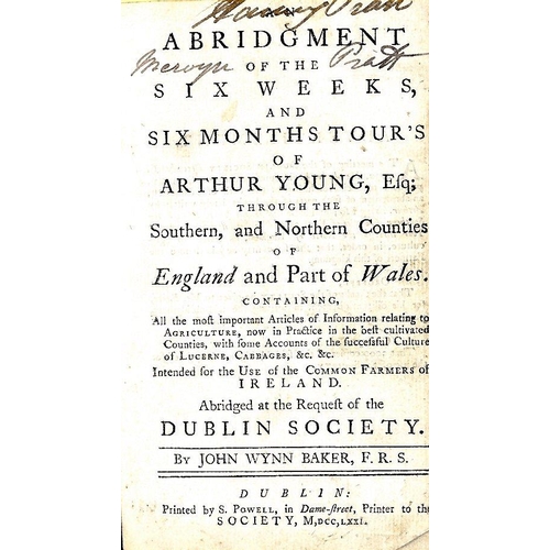 7 - Baker (John Wynn) An Abridgement of the Six Weeks, and Six Months Tour's of Arthur Young, 12mo D. 17... 