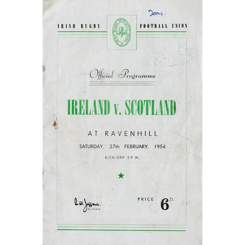 702 - Ireland V. Scotland, 1954Rugby: I.R.F.U., Official Programme, Ireland V. Scotland at Ravenhill, Satu... 