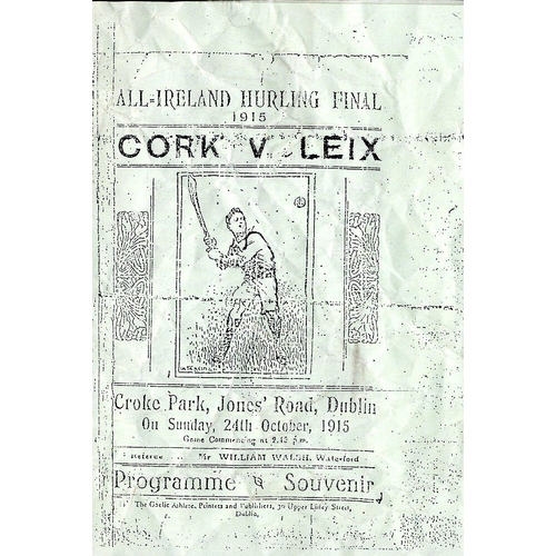 712 - All Ireland Glory for LaoisG.A.A.: Hurling 1915, Souvenir Programme All-Ireland Hurling Final 1915, ... 