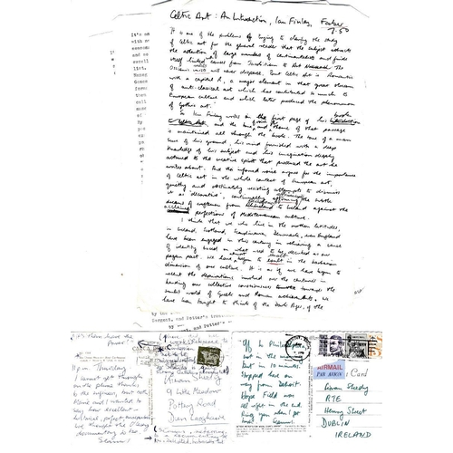 1169 - Heaney (Seamus) Manuscript - Celtic Art: An Introduction, Ian Finaly, Faber 7.50 Single foolscap pag... 