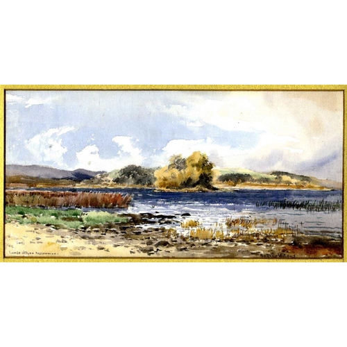 1206 - Alexander Williams, R.H.A.Watercolour: Lough O'Flynn, Roscomon, approx. 14cms x 27cms, signed and in... 