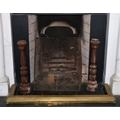 A heavy cast iron Basket Grate, together with a brass Fire Curb, 122cms (48