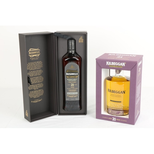 162 - 2014 Bushmills 21 year single malt Whiskey, boxed; a Kilbegan 21 year old Whiskey, boxed. (2)... 