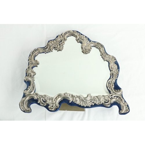 178 - An Edwardian silver cartouche shaped Table Mirror, by William Comyns London 1902, 12