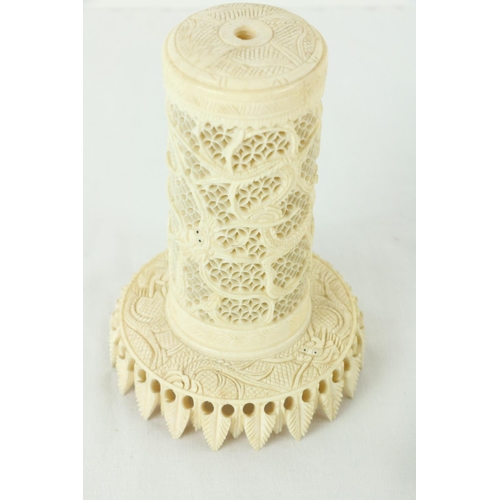 182 - A rectangular chased Indian white metal Cigarette Case, a Cantonese ivory Card Case, a Chinese carve... 