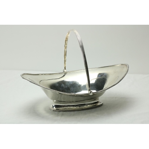 190 - A good English George III bright cut silver Fruit Basket, with swing handle and oval base, by Hester... 