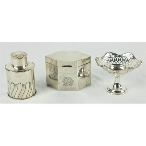 194 - A small cylindrical gadroon moulded silver Tea Caddy, Birmingham 1897, 65 grams, together with anoth... 